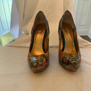 BCBGeneration Multi Colored Black Heel Size 8 Animal Print